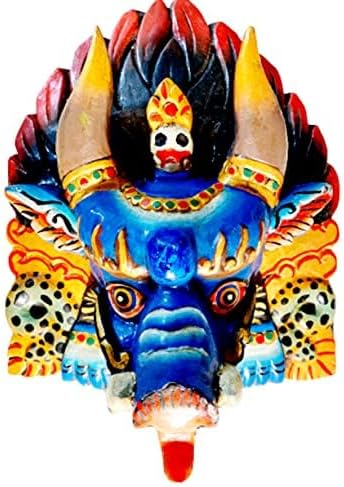 Himalayan Craft Cheppu Wall Sculpture Hand Carved Solid Wood Protective Deity Tibetan Buddhism Antique Artwork