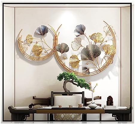 CDDUOLA 3D Wall Decor Handmade Golden Ginkgo Leaf Sculpture 2 Pack