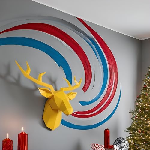 XYQXYQ Geometric Deer Head Wall Sculpture