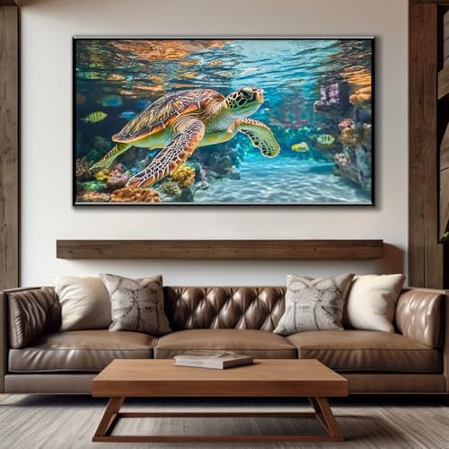 ONLYLIDA Sea Turtle Wall Art Canvas Ocean Decor Print 36x20 Inches