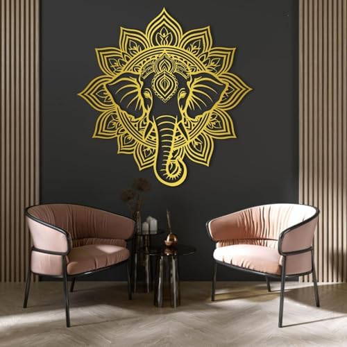 Mandala Elephant Metal Wall Art 47x47 cm