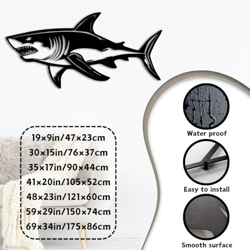 ENJOYOO Metal Wall Art Shark 19x9in