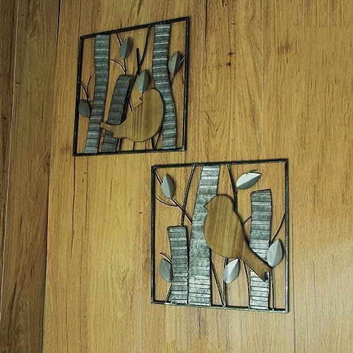 Zeckos Set of 2 Rustic Birds and Branches Wall Sculptures