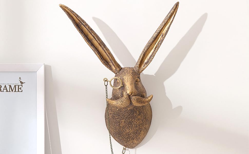 Xuanpax Gold Rabbit Wall Sculpture Vintage Decor
