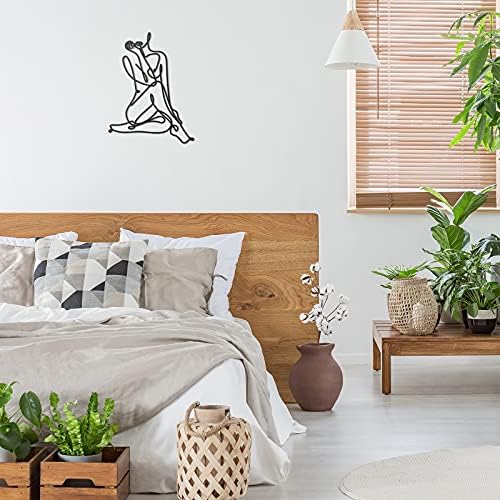 LEIFIDE Metal Wall Art - Abstract Female Wire Decor 138 x 118 Inch Black