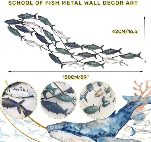 Large Metal Fish Wall Art Sculpture for Home Decor