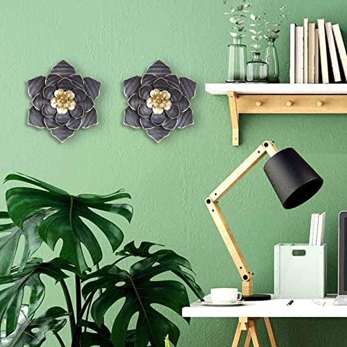 Decointo 95 Inch Black Metal Wall Flowers Sculptures