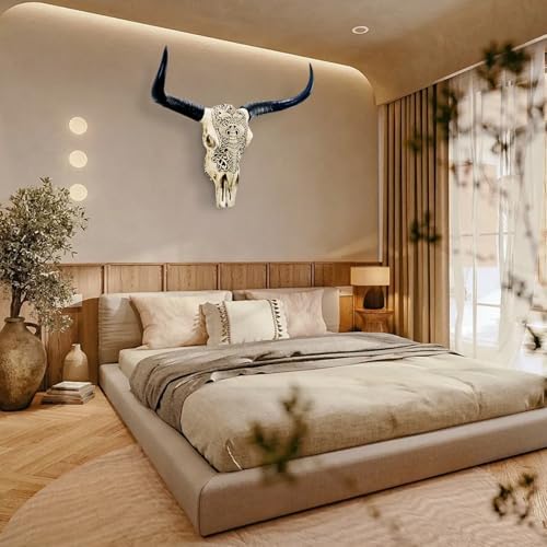 Ysjndasm Longhorn Cow Skull Wall Decor 31x24x7 Inch White