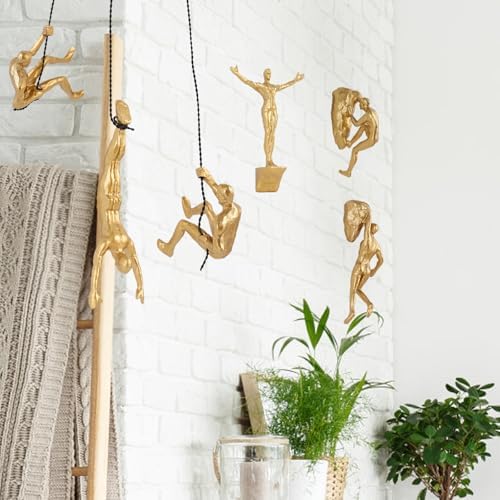 Set of 6 Climbing Man Wall Art Decor Sculptures