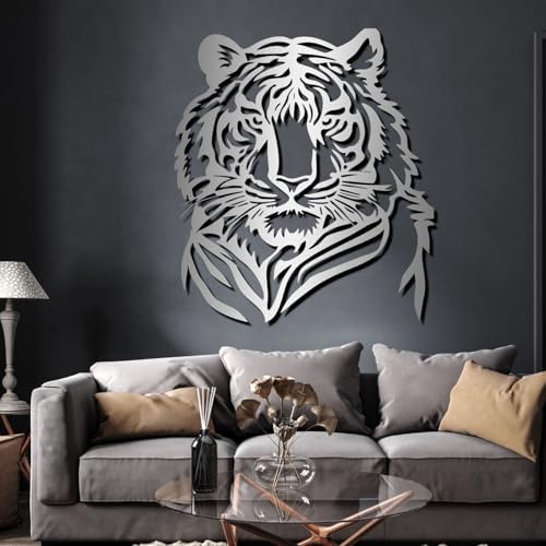 Tiger Head Metal Wall Art 19x16 Inch Decor Sign