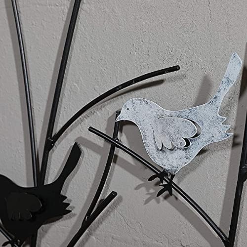 KUWIVO Metal Birds on Branches Wall Art Sculptures 25x295 Inch
