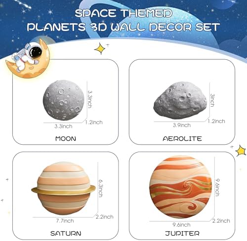 4Pcs Outer Space Planet Wall Decor for Kids Room