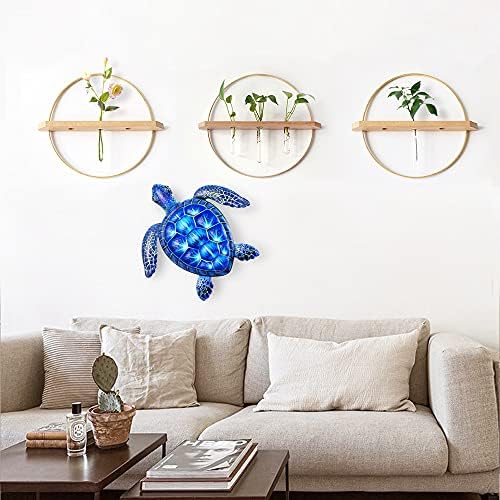 12 Inch Blue Metal Turtle Wall Decor
