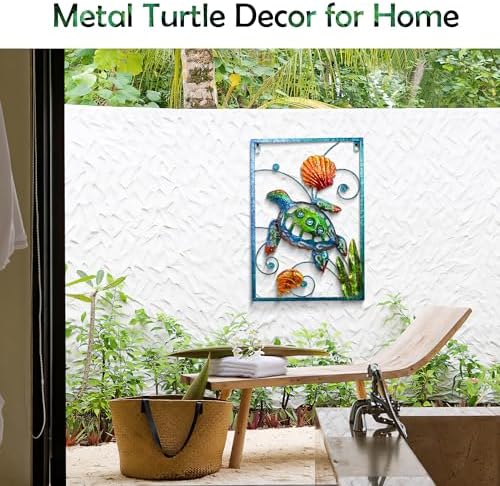 BVLFOOK 18 Inch Metal Sea Turtle Wall Art Decor