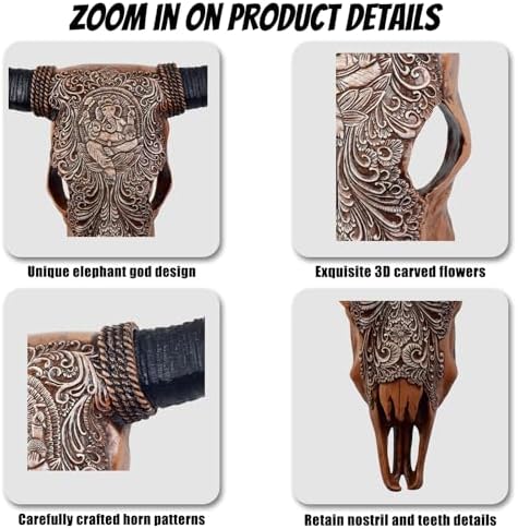 Cow Skull Wall Decor with Ganesha Design