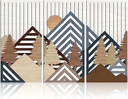 IARTTOP Abstract Mountain Wood Wall Art Set of 3