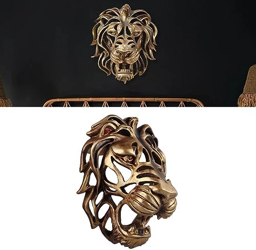 Gold Lion Wall Art Sculpture 8in Wall Decor for Living Room
