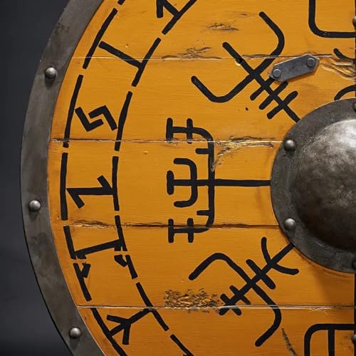The Spidy Vegvisir Wooden Viking Shield - 30 Inch Wall Decor