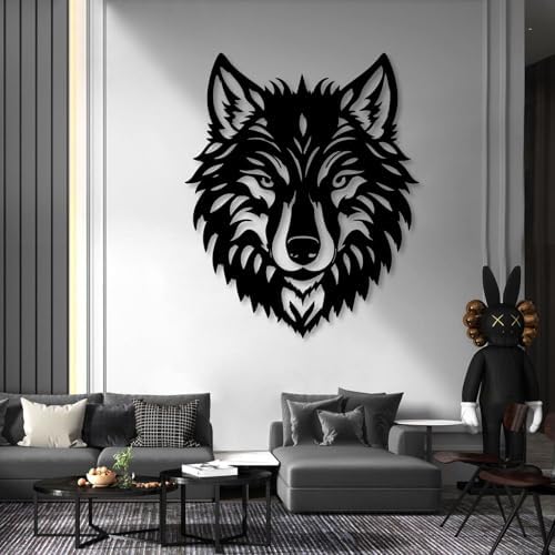 Hotuijxca Wolf Metal Wall Art Sculpture 24x19in