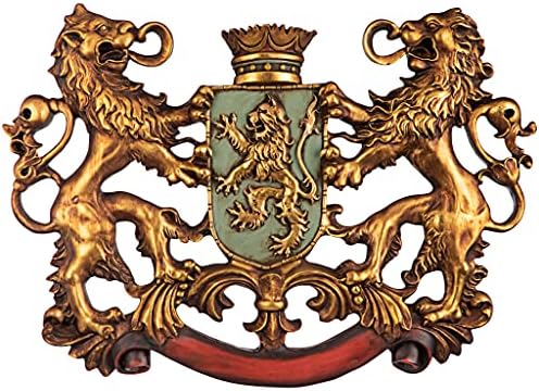 Design Toscano Heraldic Royal Lions Coat of Arms Wall Sculpture 30 Inch