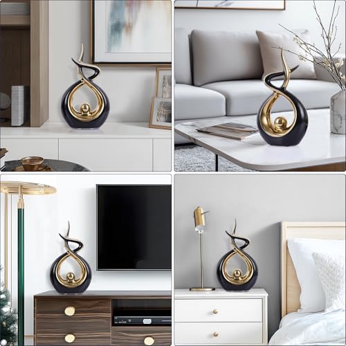 Gold Black Modern Sculpture Table Decorations Ceramic Statues for Living Room and Desk
