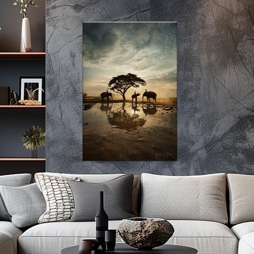 EGD Nature Wall Art Elephant Decor for Living Room