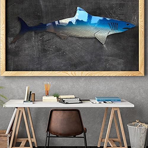 Oceanmapsa Metal Shark Wall Art Decor 10 in