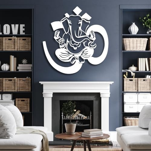 Ganesha Metal Wall Decor Bohemian Style 23x24 Inch Black