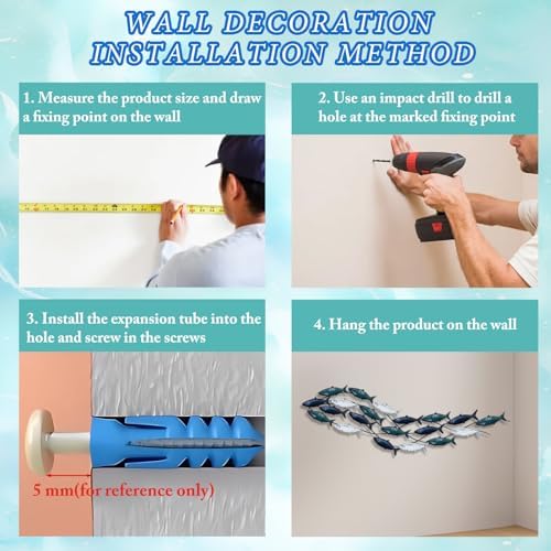 Coastal Metal Fish Wall Decor 59 x 165 Large Nautical Art Sculpture