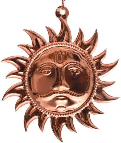 Surya Narayan Yantra Sun Mask Copper Wall Sculpture