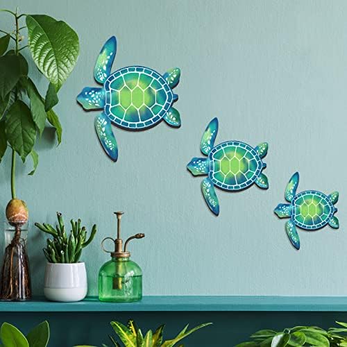 Bucherry Blue Green Wooden Sea Turtle Wall Decor
