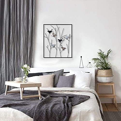 KUWIVO Metal Birds on Branches Wall Art Sculptures 25x295 Inch