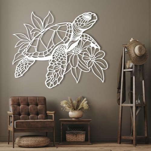 Silver Sea Turtle Wall Sculpture 47x38cm