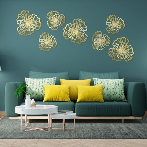 7 Piece Gold Metal Wall Decor Art Set for Home Office Living Room Bedroom Kitchen
