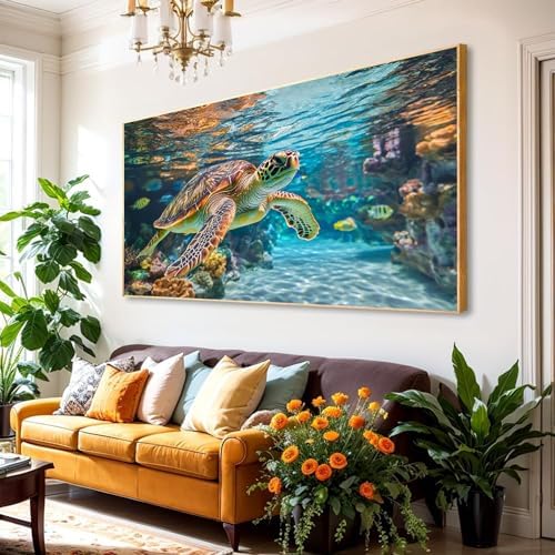 ONLYLIDA Sea Turtle Wall Art Canvas Ocean Decor Print 36x20 Inches