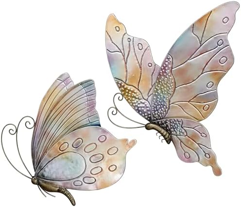 Touch of Class Butterflies in Flight Wall Art Set of Two - Gold Pink Blue Purple Orange