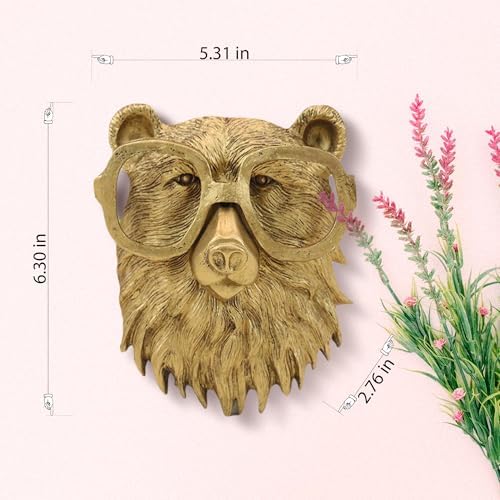 Artocery Resin Animal Heads Wall Decor - 63 Inch Golden Finish
