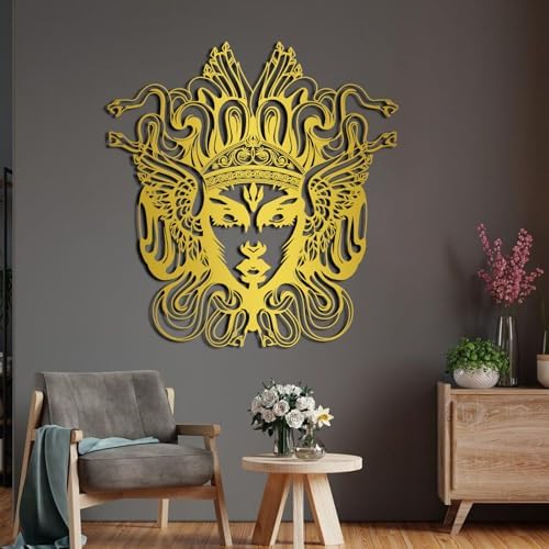 Medusa Metal Wall Art 23x24 Inch Black