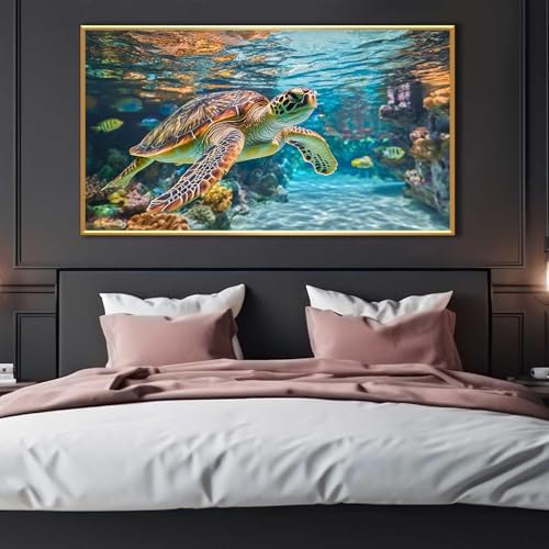 ONLYLIDA Sea Turtle Wall Art Canvas Ocean Decor Print 36x20 Inches