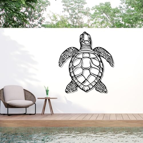 Gold Metal Sea Turtle Wall Art 19x17 Inches