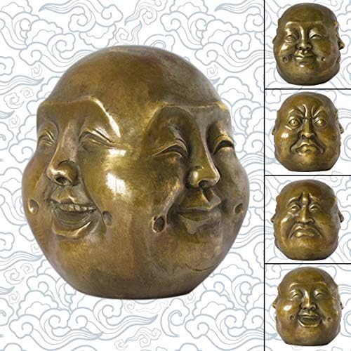 Four Faces Buddha Head Statue Brass Home Decor