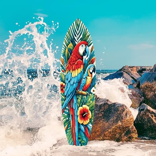 JennyGems 5 Foot Surfboard Wall Art Parrot Tropical Decor