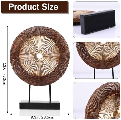 DOVDOV Wood Color Round Irregular Statue Unique Home Decor