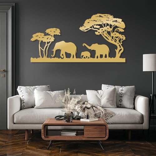 Veplsur Elephant Family Metal Wall Art Modern Safari Sculpture
