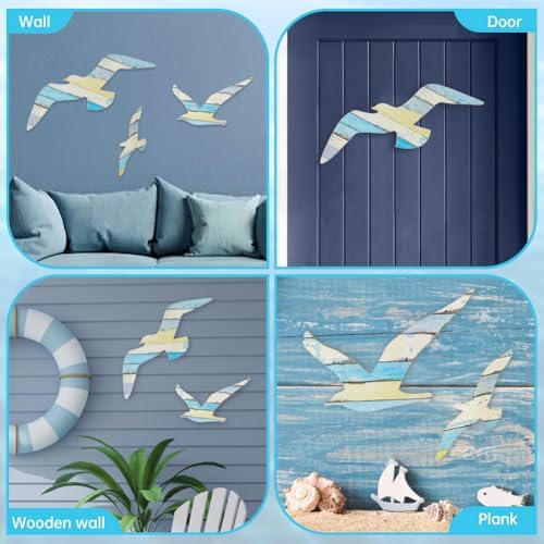 Wooden Seagull Wall Decor 3 Piece Set