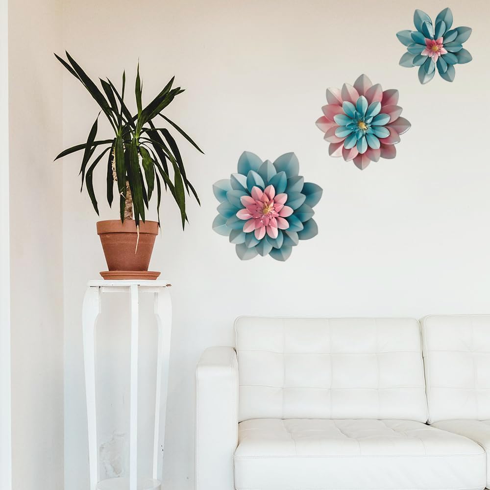 FTIJKLYE Metal Flower Wall Art Vintage Style Decor