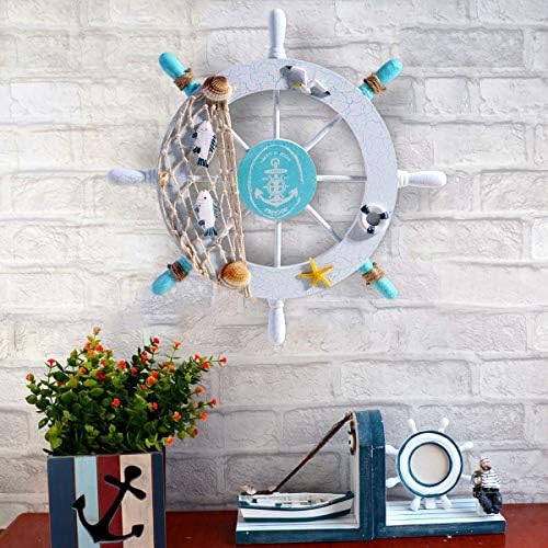 Tvoip 11 Inch Nautical Wooden Steering Wheel Wall Decor