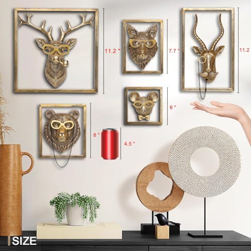 Animal Heads Wall Decor with Metal Frame 1