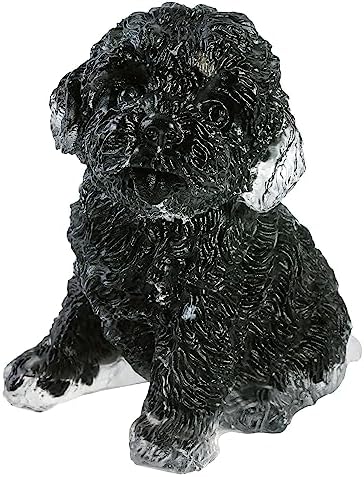 Nupuyai Black Obsidian Resin Poodle Dog Statue