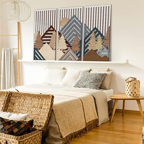 IARTTOP Abstract Mountain Wood Wall Art Set of 3